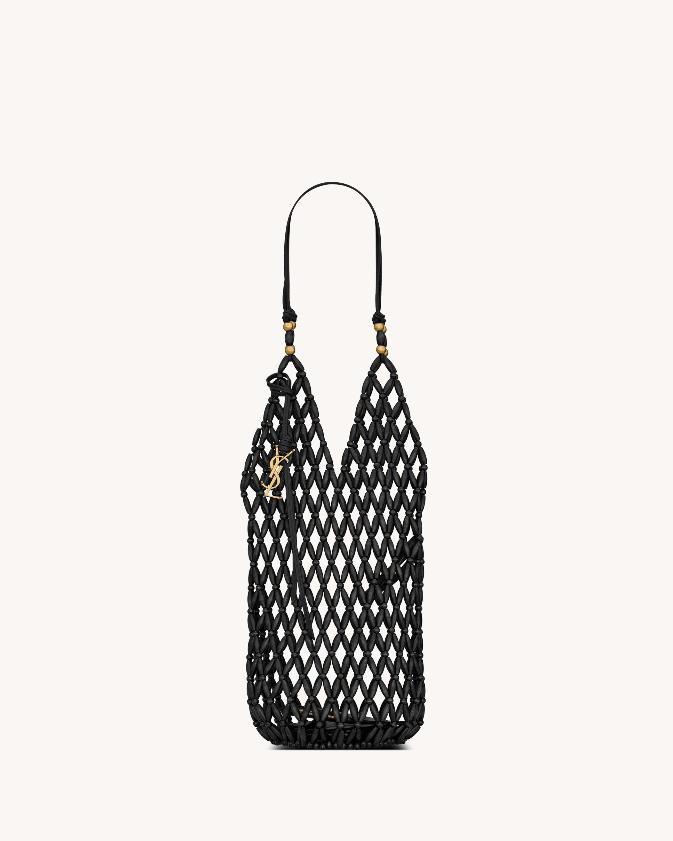 supple bucket in wood beads in Black | Saint Laurent | YSL EN-US | Saint Laurent Inc. (Global)