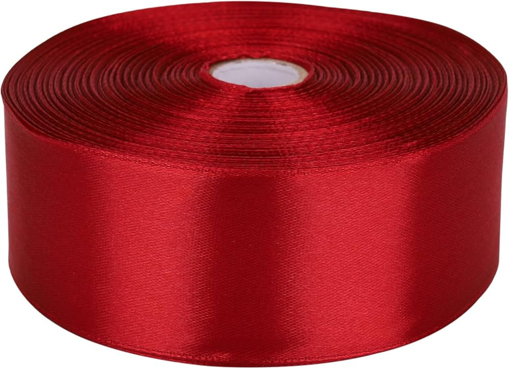 Baocuan 1-1/2 inch Wine red Satin Ribbon 50 Yards Solid Fabric Ribbons Roll for Wedding Invitatio... | Amazon (US)