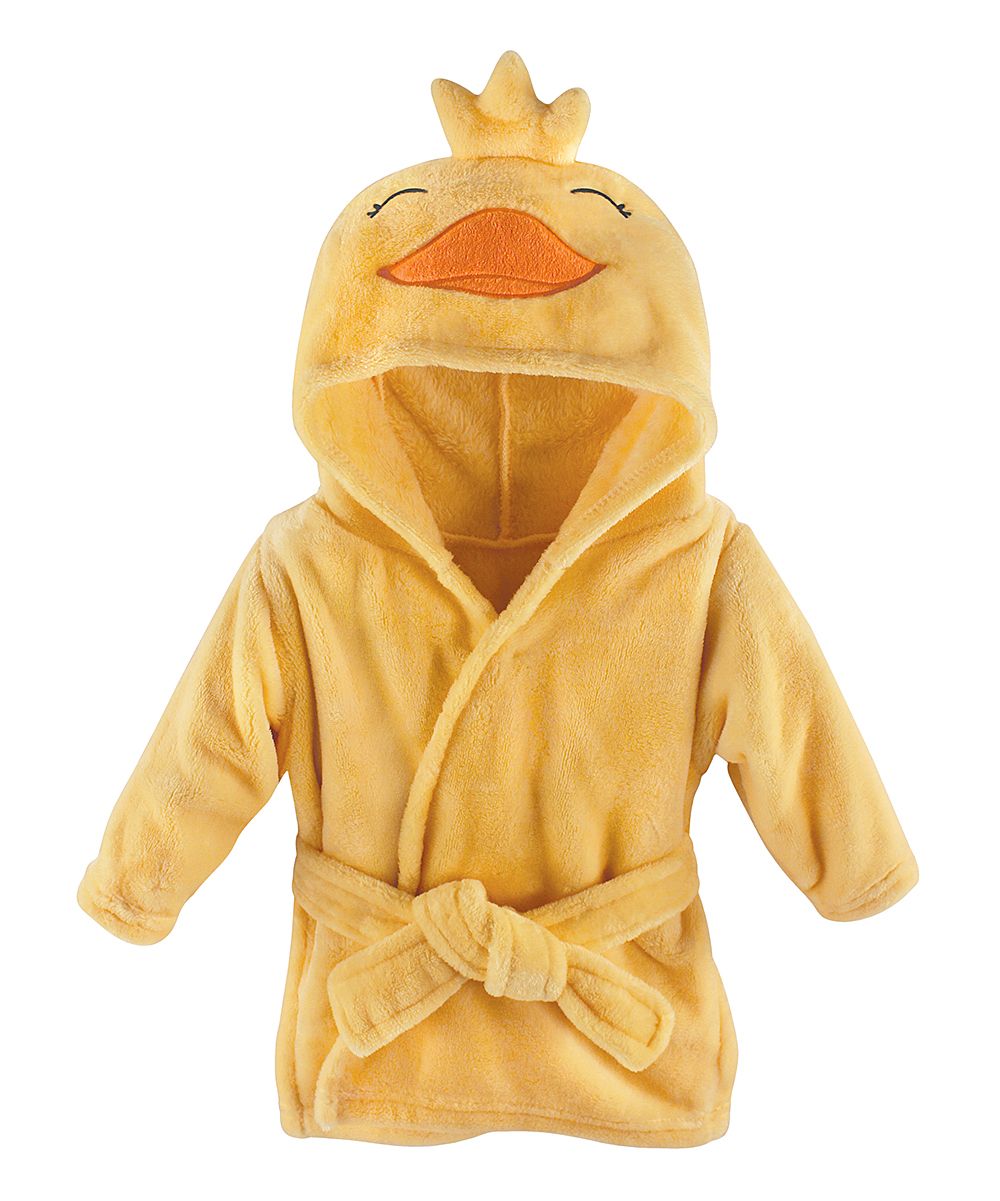 Hudson Baby Boys' Bath Robes Yellow - Yellow Duck Plush Hooded Bath Robe - Infant | Zulily