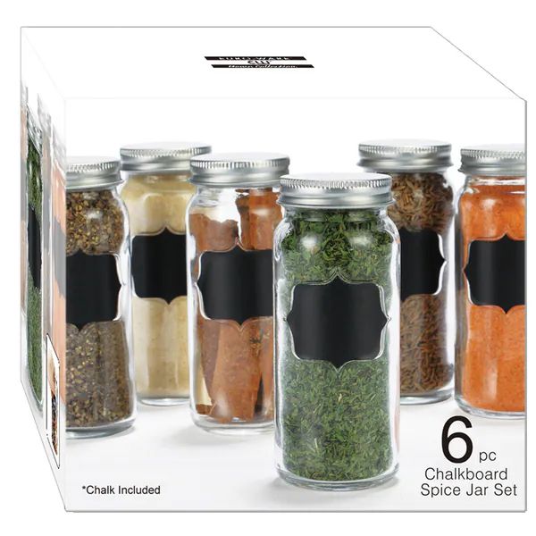 Euro-Ware Glass Chalkboard Spice Jar Set (Pack of 6) | Bed Bath & Beyond