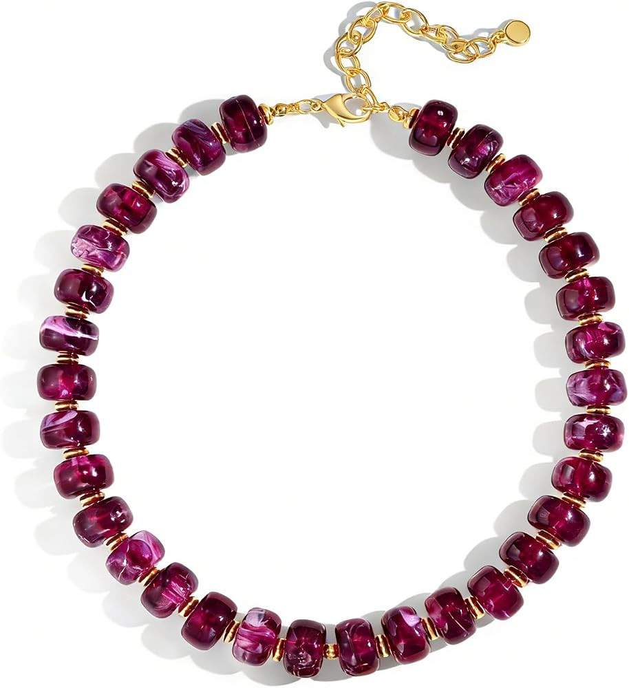 LILIE&WHITE Chunky Necklace for Women Multicoloured Resin Beaded Statement Jewellery Personalised... | Amazon (UK)