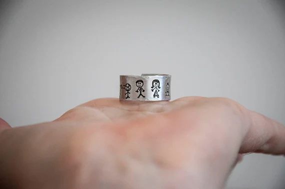 Family ring, adjustable band ring with all the family engraved on it, mother, father, children, baby | Etsy (US)