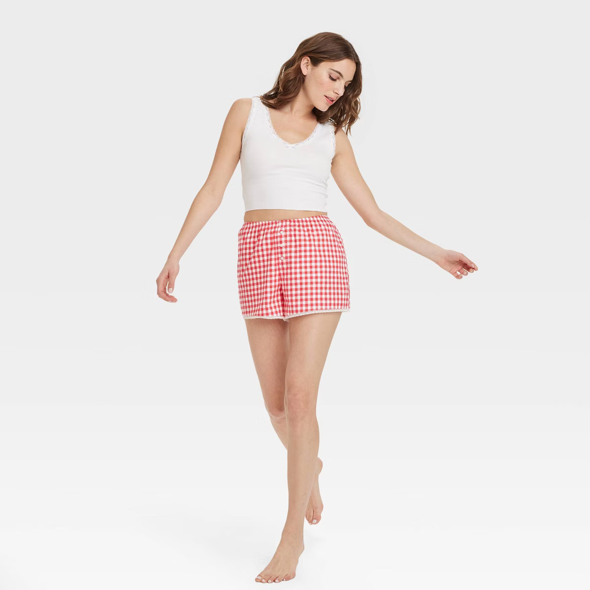 Women's Lace Trim Boxer Pajama Shorts - Colsie™ | Target
