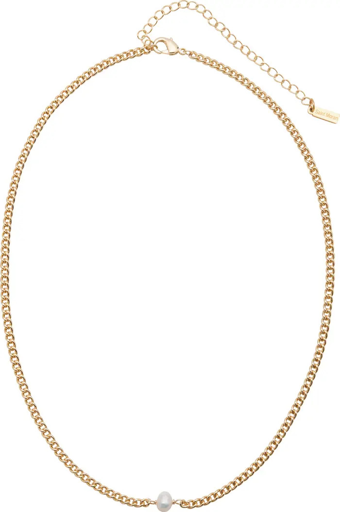 st. Moran Freshwater Pearl Pendant Curb Chain Necklace | Nordstrom | Nordstrom