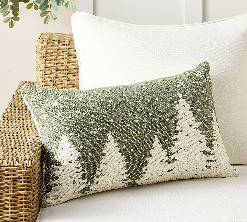 Tree Outdoor Lumbar Pillow, Neutral Multi, 16"" x 26 | Pottery Barn (US)