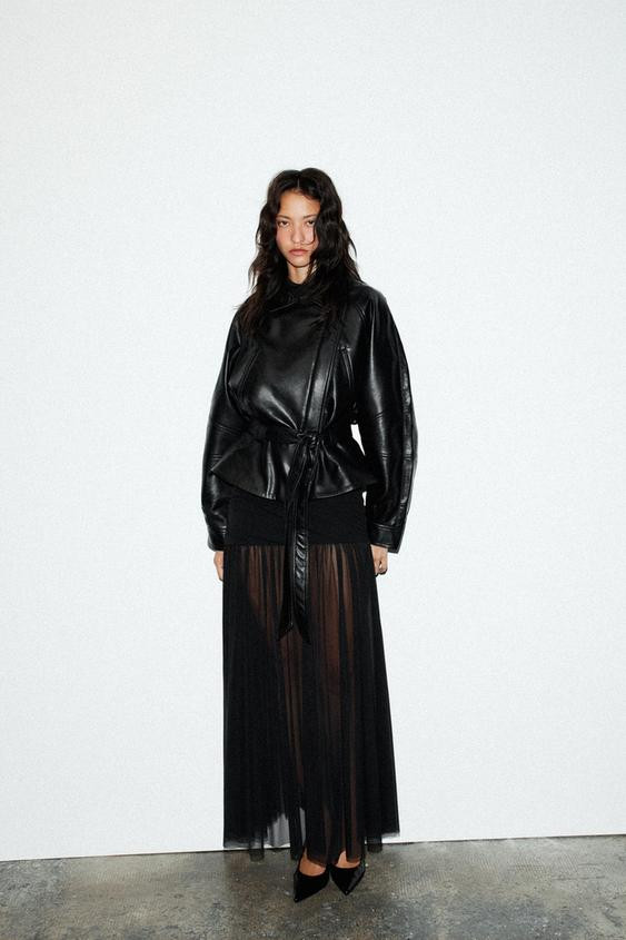 FAUX LEATHER PEPLUM JACKET | Zara US