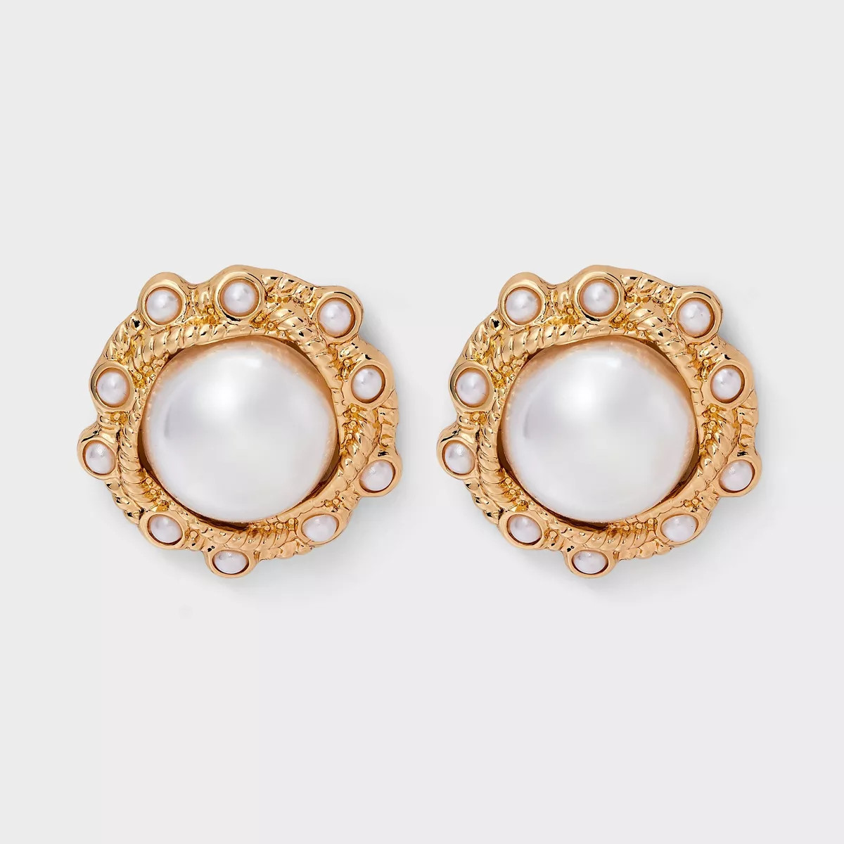 Pearl Button Earrings - A New Day™ Gold/Pearl | Target