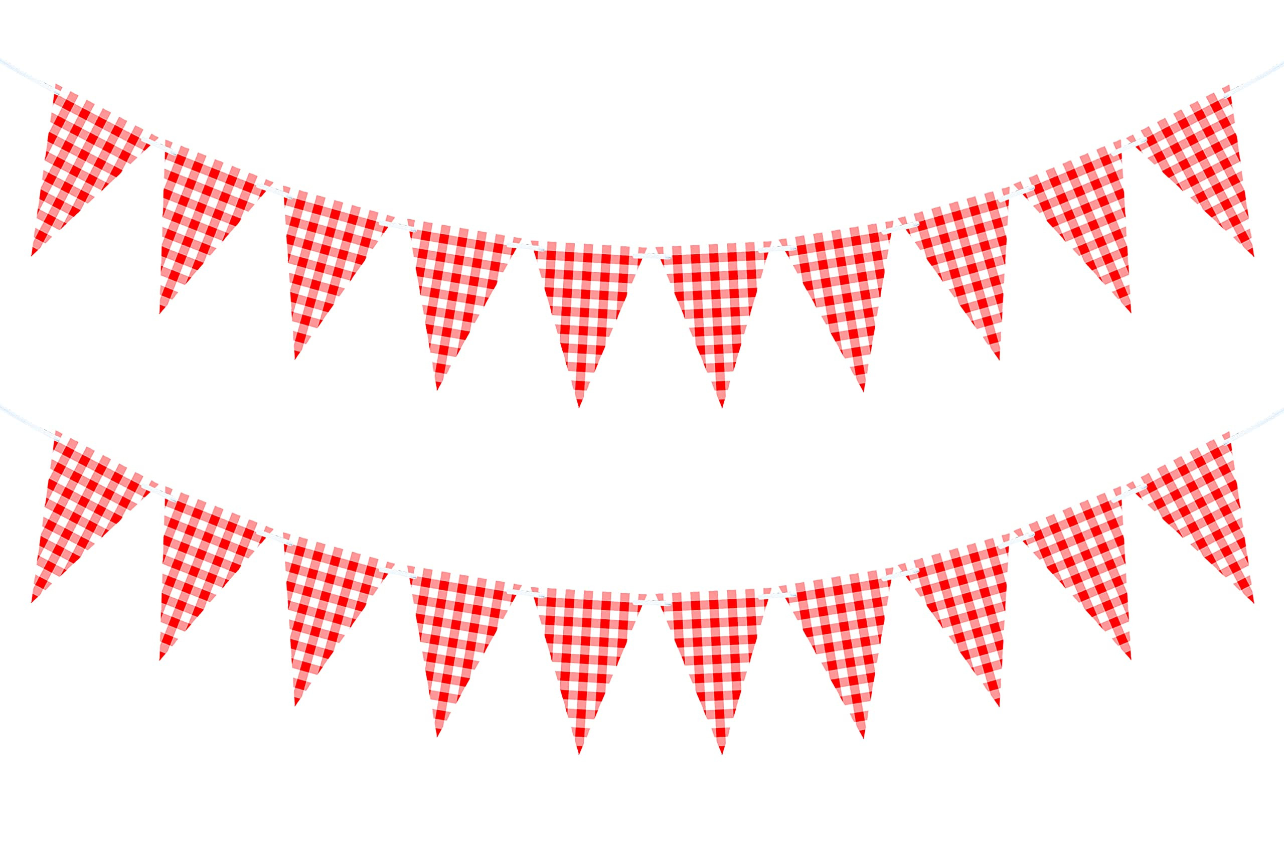 2 Pieces Red and White Checkered Banner, Double Sided Red Gingham Pennant Banner for BBQ Picnic T... | Amazon (US)