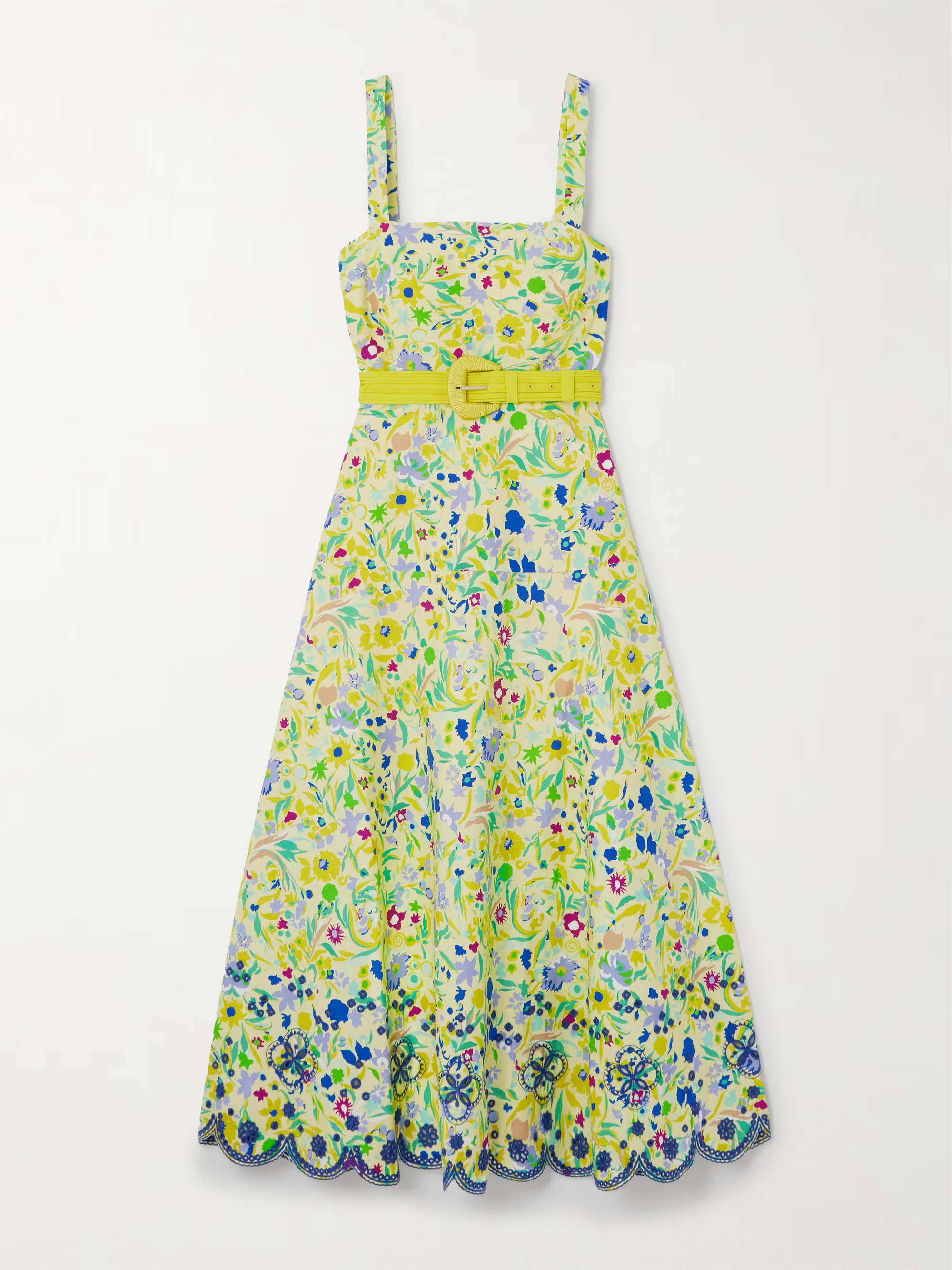 Aubrey B belted floral-print broderie anglaise cotton midi dress | NET-A-PORTER (US)