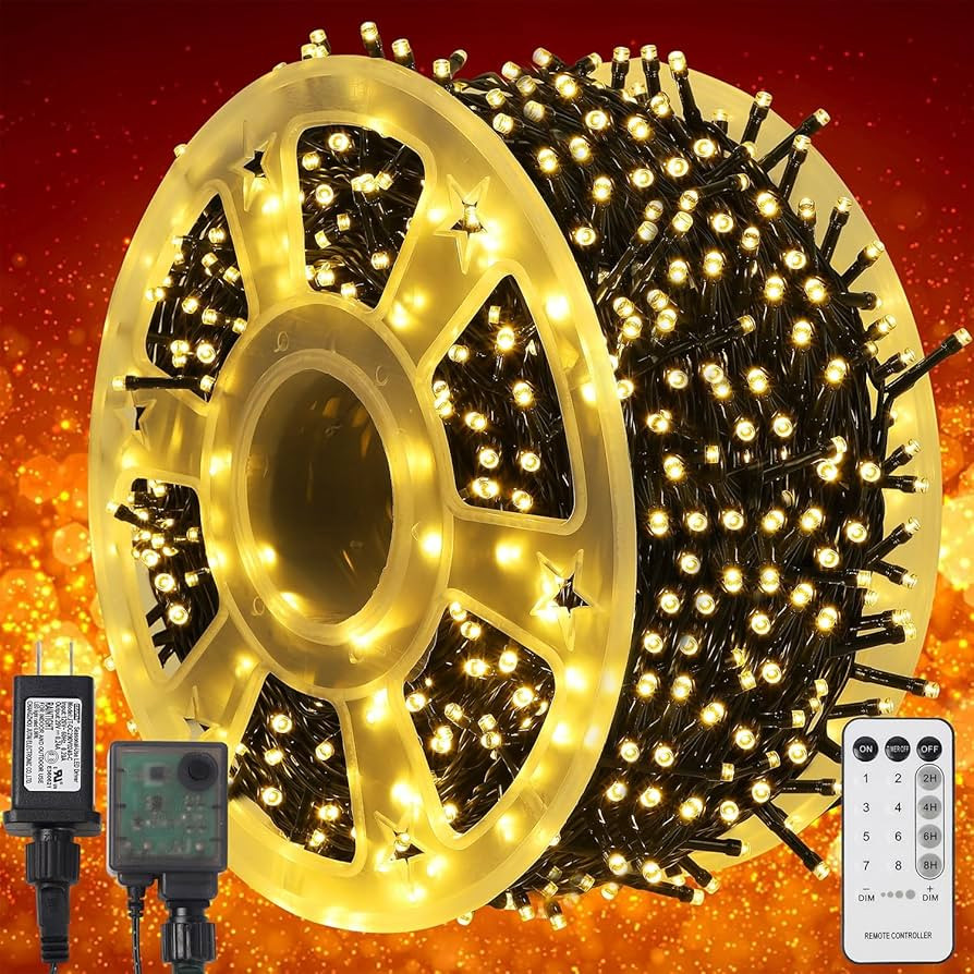 WATERGLIDE 1000 LED Christmas String Lights, 328 FT Green Wire LED Decorative Fairy Lights with R... | Amazon (US)