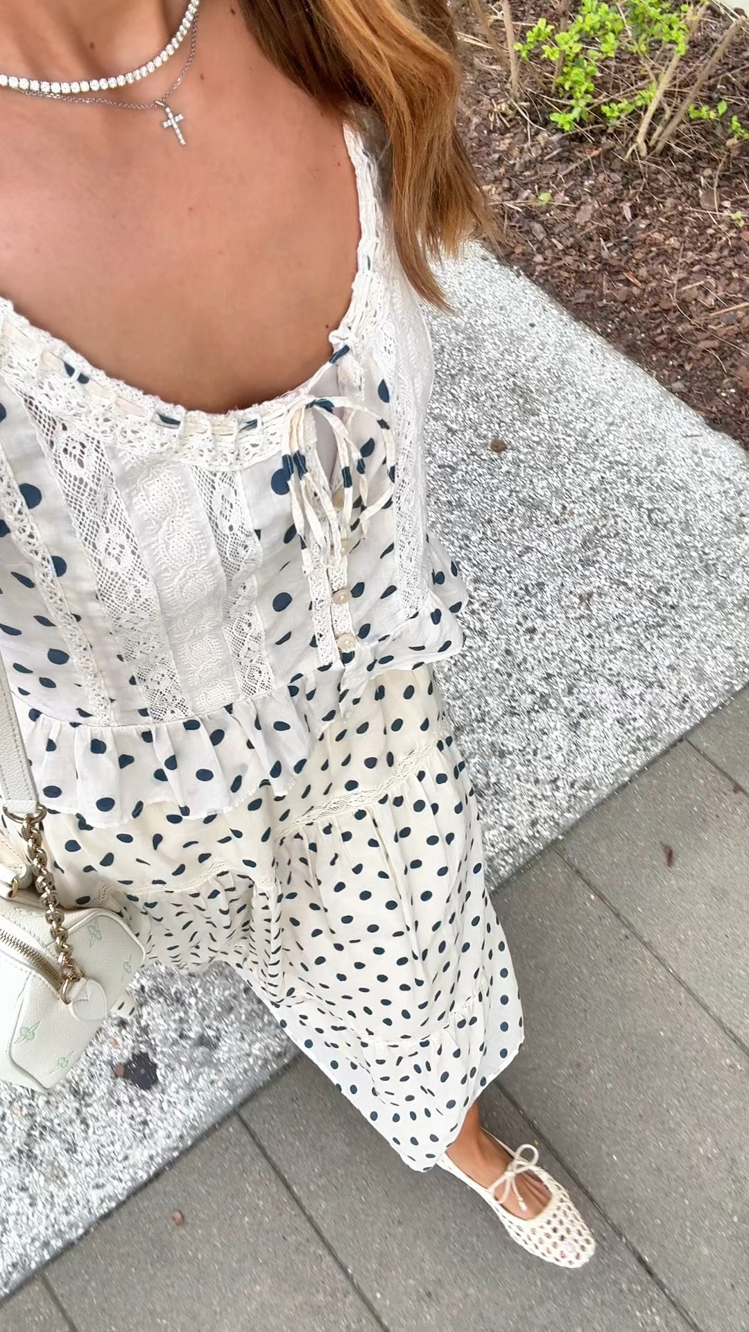 My spring outfit of the day! Polka dot matching skirt set. XXS in top and XXS petite in skirt. Woven ballet flats are TTS. Spring outfit. Summer outfit. Resort outfit. Vacation outfit. 

#LTKTravel #LTKPetite #LTKootd