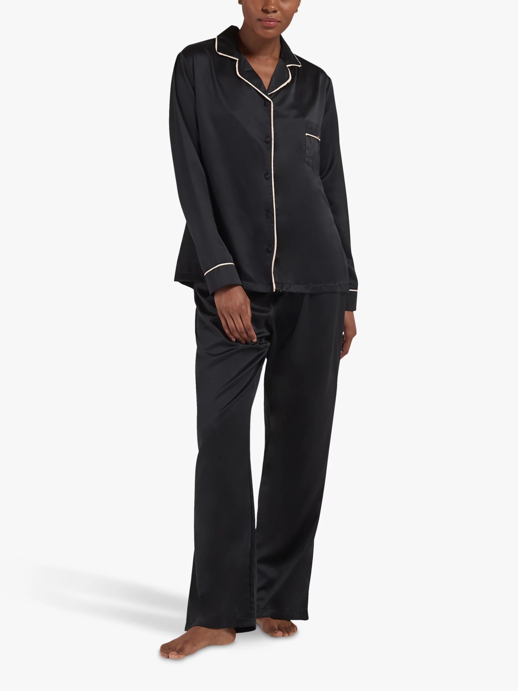 BluebellaClaudia Satin Trouser Pyjama Set, Black, 10 | John Lewis (UK)