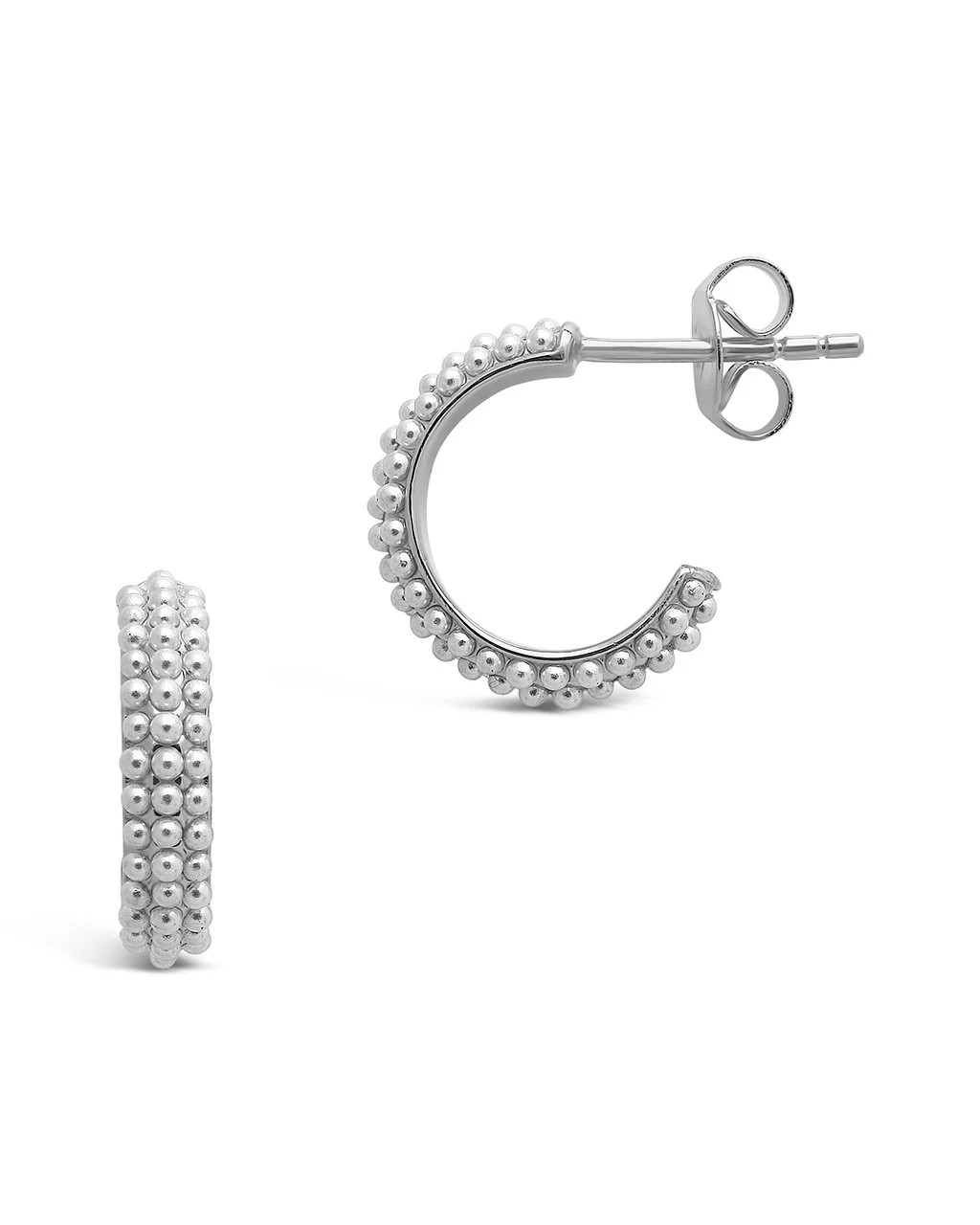 Sterling Silver Dainty Pearl Huggie Stud Hoops | Sterling Forever