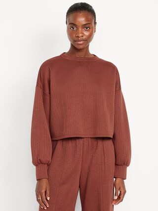 Bounce Fleece Quilted Crew-Neck Top | Old Navy (US)