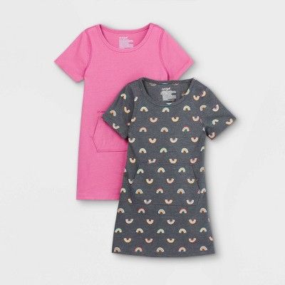 Toddler Girls' Adaptive Abdominal Access 2pk Knit Short Sleeve Dress - Cat & Jack™ Purple/Charc... | Target
