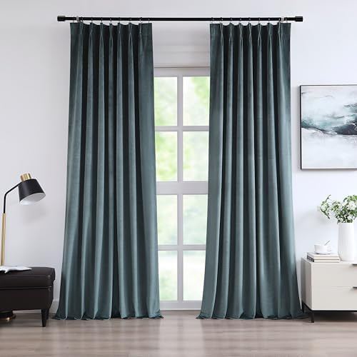 Vision Home Blue Velvet Pinch Pleated Blackout Curtains 95% Room Darkening Window Curtains 95 inc... | Amazon (US)
