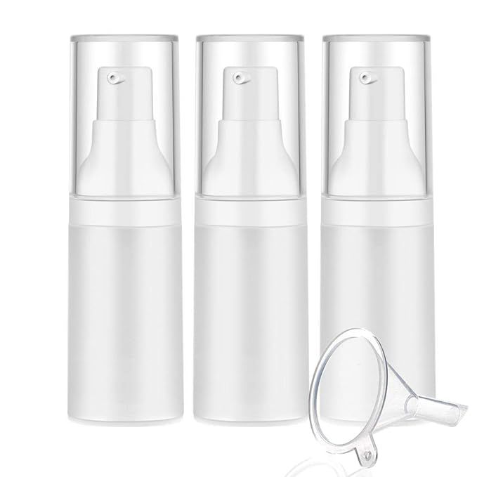 Mild East 3pcs 20ml Sterile Airless Pump Bottle with Funnel Easy to Carry and Fill Matte Lotion B... | Amazon (US)