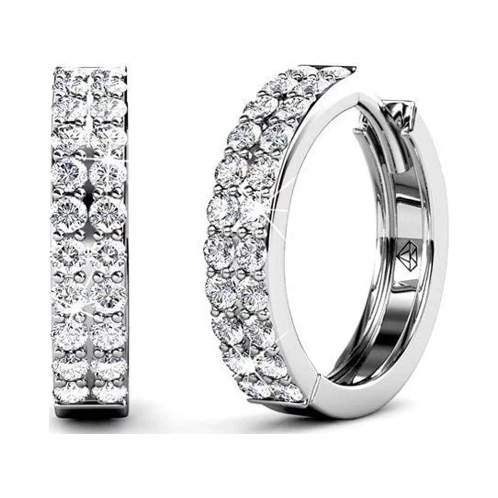 Cate & Chloe Alice 18k White Gold Plated Silver Hoop Earrings with Crystals | Beautiful Classic R... | Walmart (US)