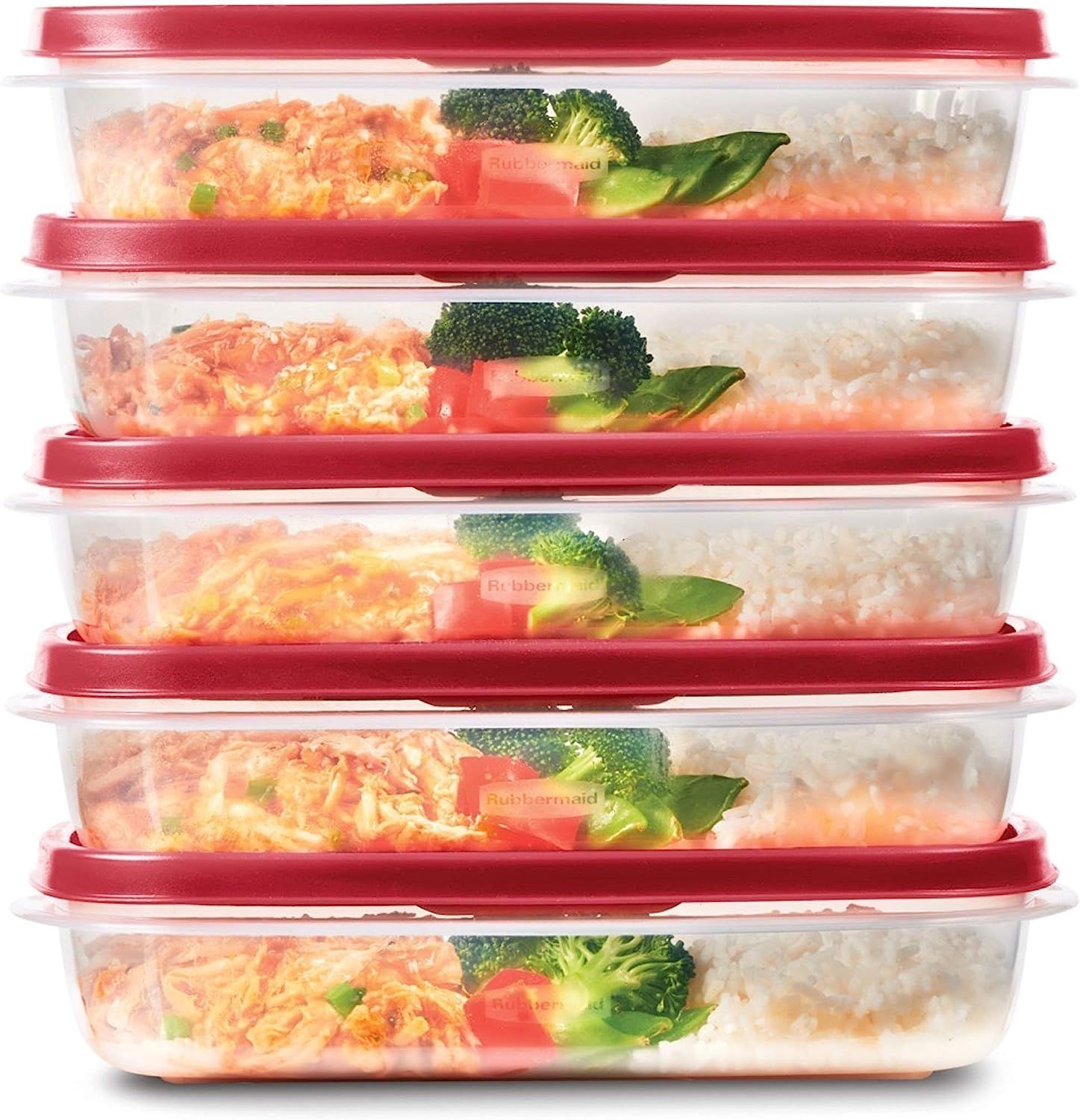 Rubbermaid EasyFindLids Meal Prep Containers, 5.5 Cup, Red | Amazon (US)