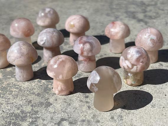 Flower Agate Mini-mushrooms  Pink Cream White Crystal Mushies | Etsy | Etsy (US)
