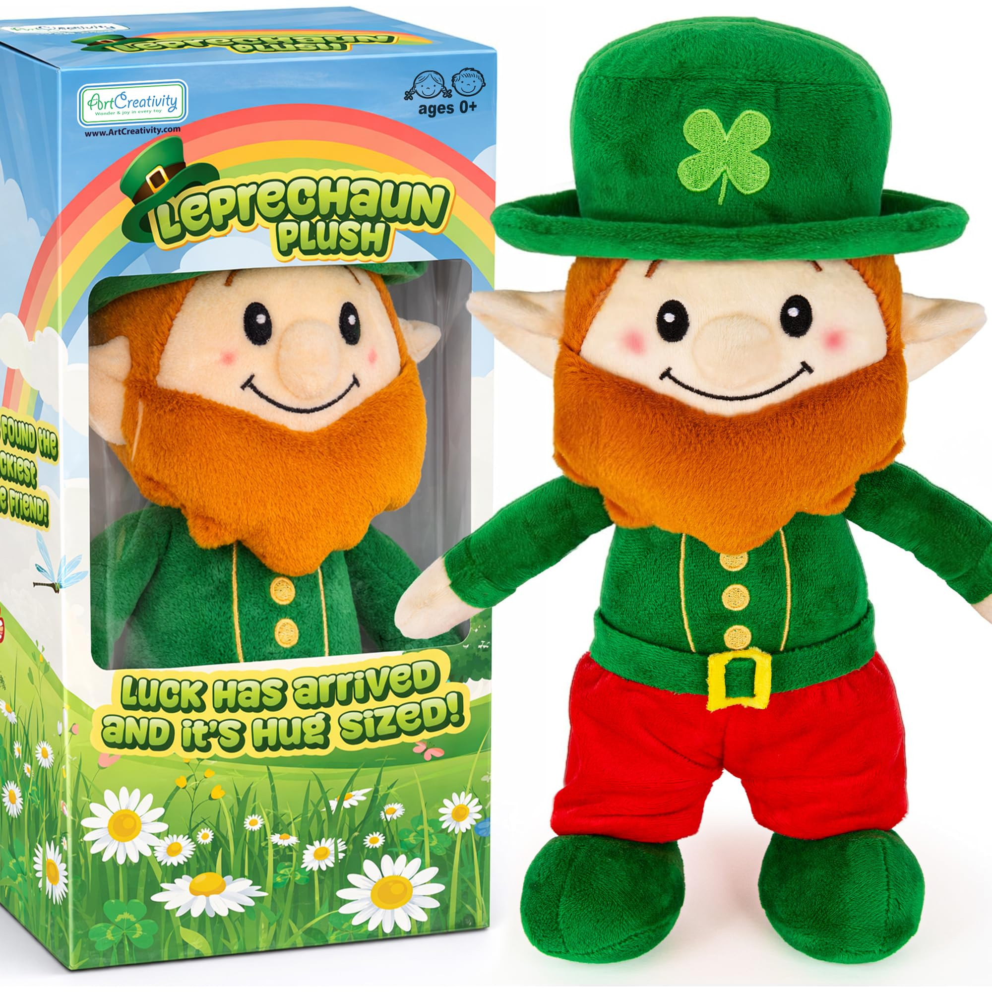 ArtCreativity St. Patrick’s Day Plush Leprechaun - 12" Soft Stuffed Doll with Classic Green Out... | Amazon (US)