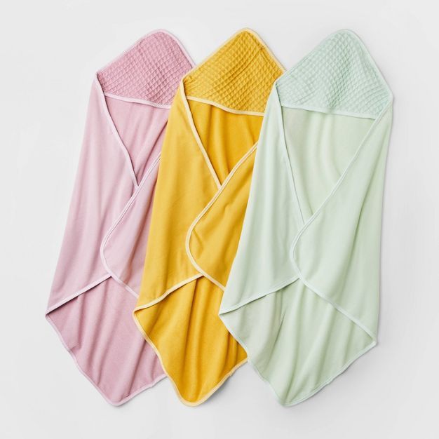 Baby Girls' 3pk Waffle Hooded Bath Towel - Cloud Island™ Yellow | Target