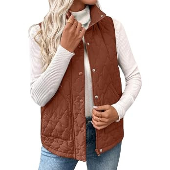 EVALESS Womens Puffer Vest Trendy Lightweight Quilted Jackets | Amazon (US)