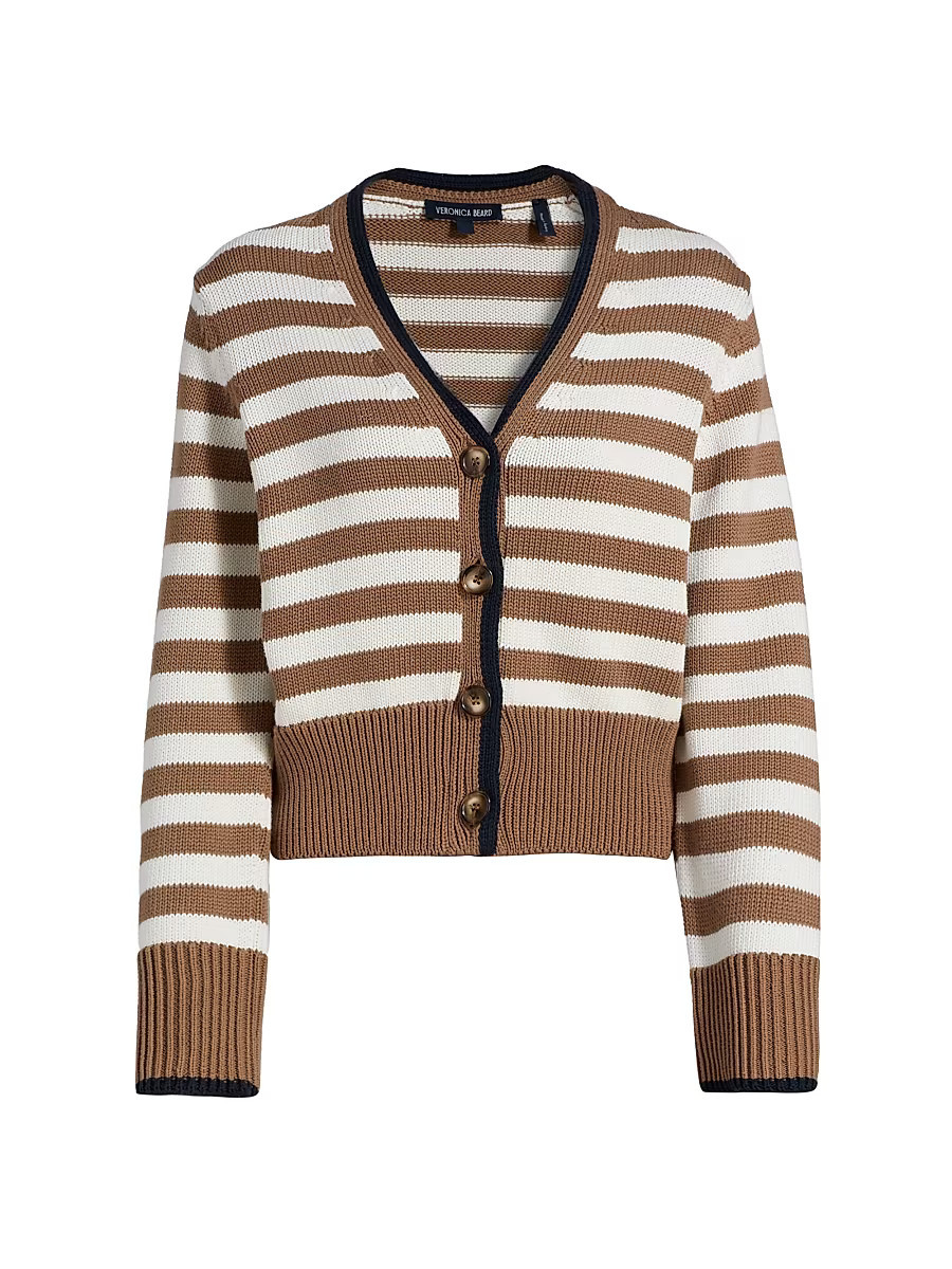 Women's Monae Striped Cotton Cardigan - Dark Acorn Dove - Size XL | Saks Fifth Avenue