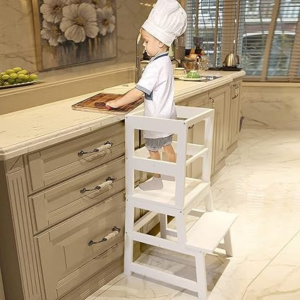 WOOD CITY Kitchen Stool Helper for Kids with Non-Slip Mat, Toddler Stool Tower for Learning, Wood... | Amazon (US)
