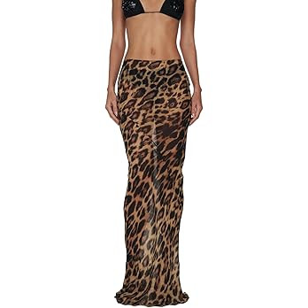 Women's Sheer Mesh Long Maxi Skirts High Waisted Summer Swimsuit Cover Up See-Through Beach Flowy... | Amazon (US)