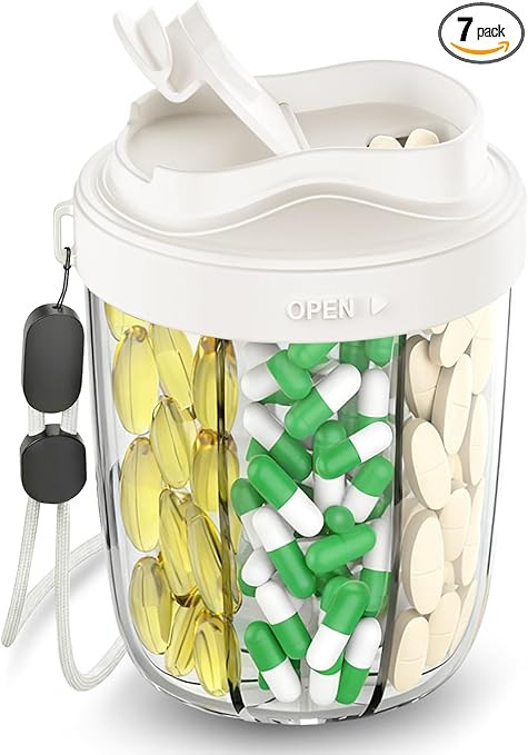 Large Pill Dispenser to Store 7 Various Supplements - Pill Organizer & Supplement Organizer for T... | Amazon (US)