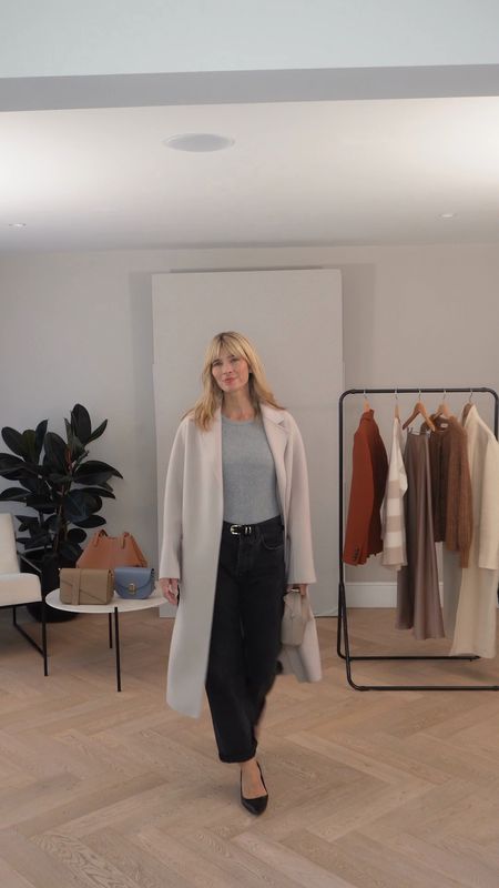 Beige long coat, grey jumper, black trousers, black heels, clutch bag, long grey coat, v-neck top, brown long coat, shirt, blue jeans, trench coat, striped top, black long coat

#LTKeurope #LTKSeasonal #LTKstyletip