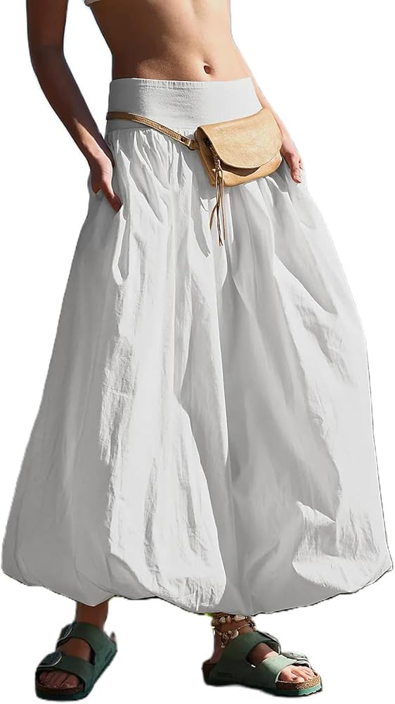 Y2K Bubble Maxi Skirts for Women A Line Long Pleated Casual Summer Skirts 2024 Elastic Waist Ball... | Amazon (US)