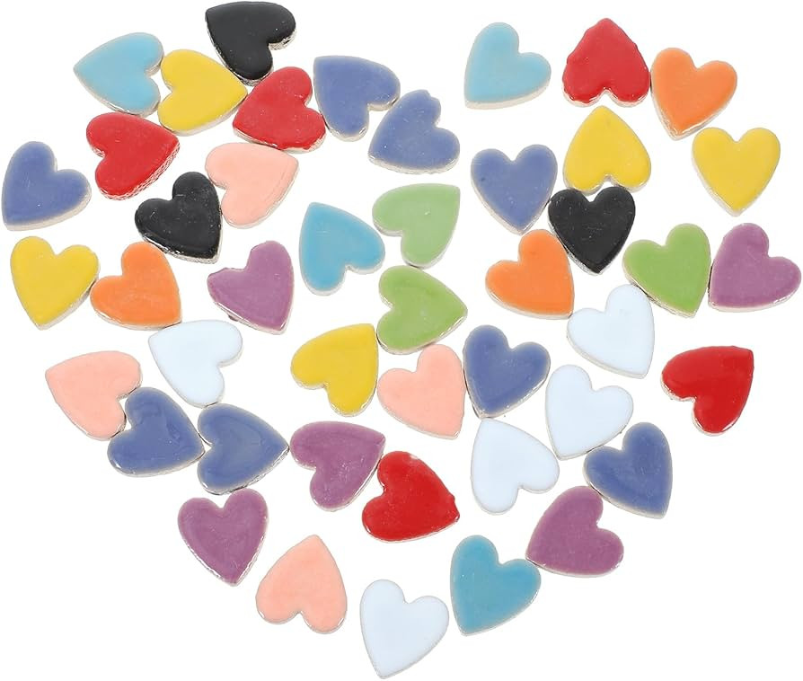 TEHAUX Heart Mosaic Heart Embellishment Mosaic Vase Filler Mosaic Tiles Bulk Crafts for Backsplas... | Amazon (US)
