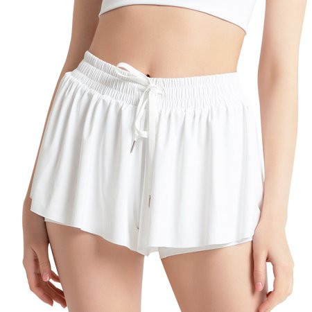 Zando 2 in 1 Flowy Workout Shorts Womens Elastic High Waisted Running Shorts Double Layer Pocket Ath | Walmart (US)