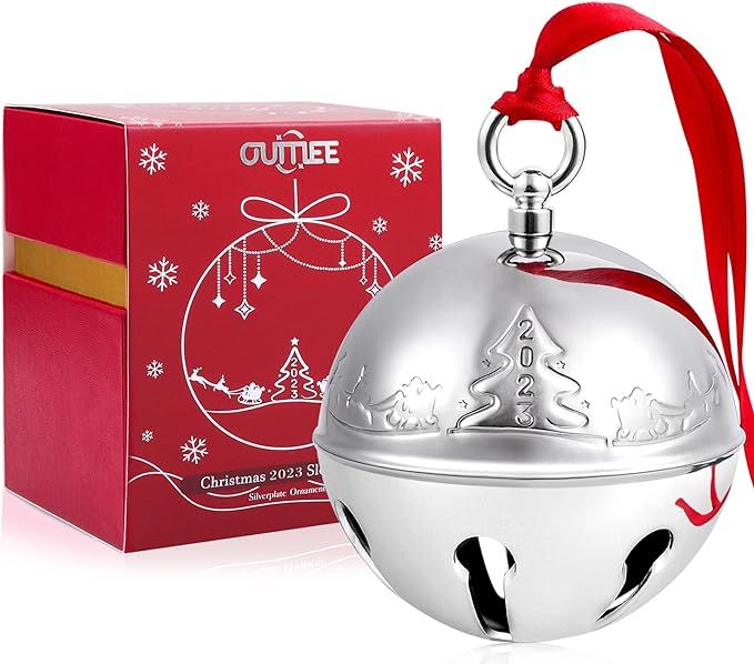 2023 Christmas Bell Ornaments for Christmas Tree, Sleigh Bell Decoration Silver Bell Ornament Ann... | Amazon (US)