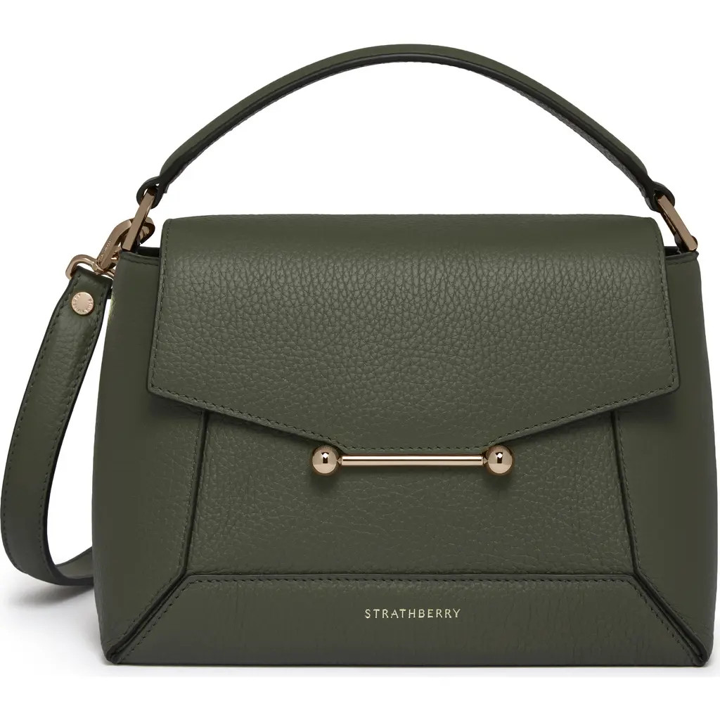 Strathberry Mosaic Leather Top Handle Bag in Pine Green at Nordstrom | Nordstrom