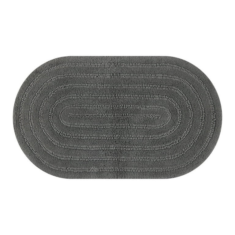 Beautiful Oval Cotton Bath Rug by Drew Barrymore, Charcoal Gray, 20" x 34" | Walmart (US)