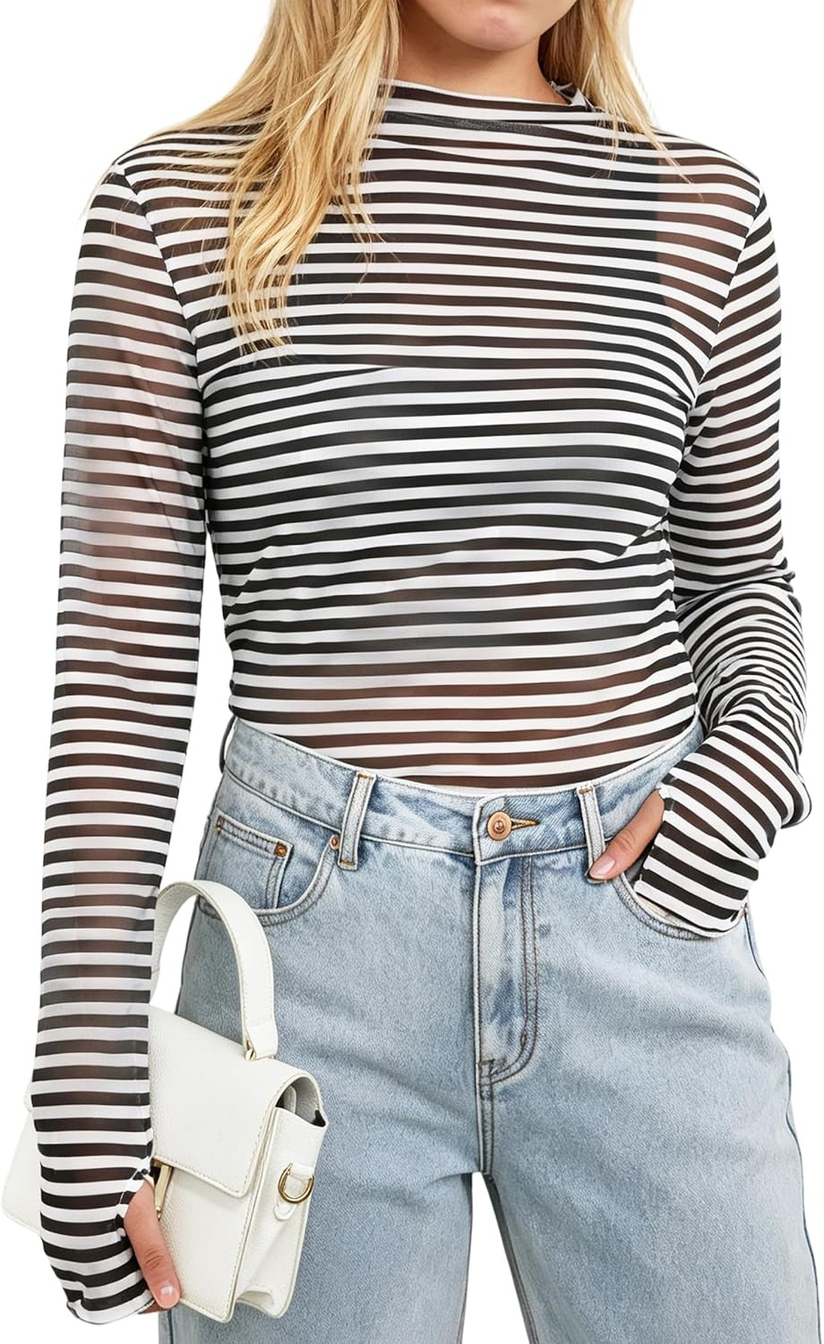 IWOLLENCE Womens Lace Long Sleeve Tops Sheer Mesh Shirt | Amazon (US)