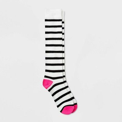 Women's Striped Knee High Socks - Xhilaration™ White/Black/Pink 4-10 | Target