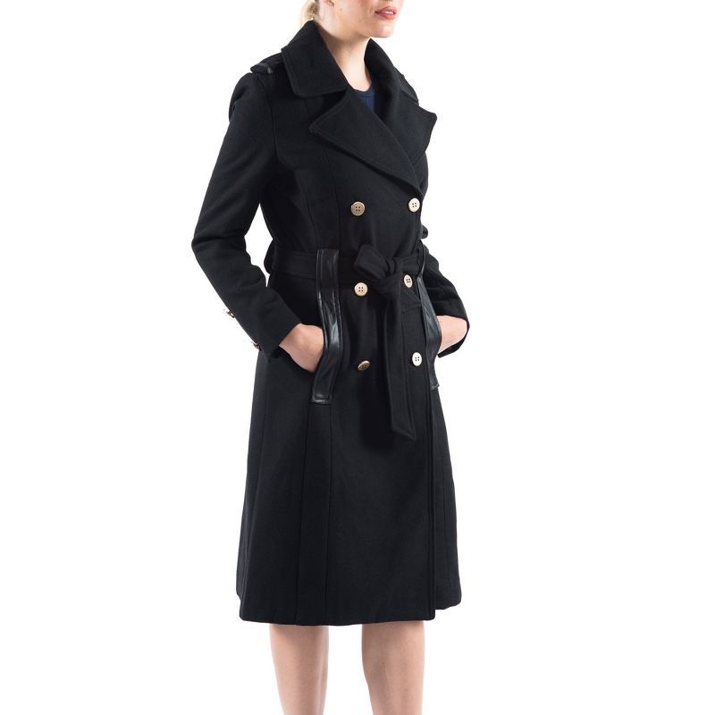 Alpine Swiss Womens Trench Coat Wool Double Breast Jacket Gold Buttons With Belt | Target