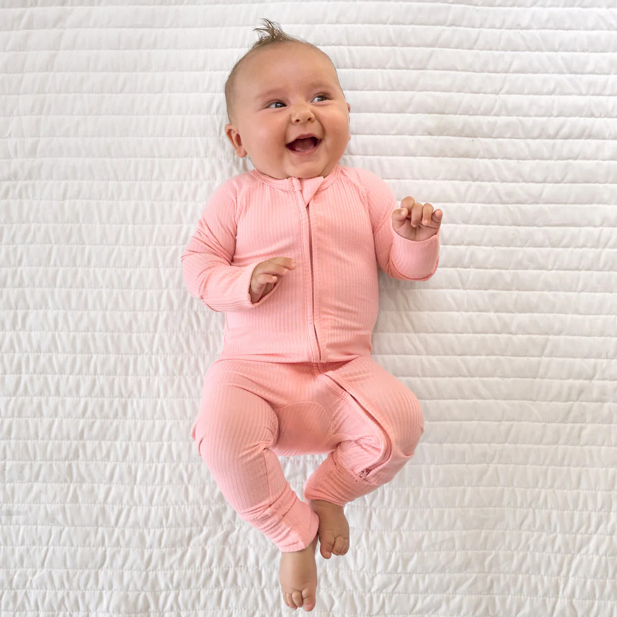 Bubblegum Ribbed Zippy | Little Sleepies