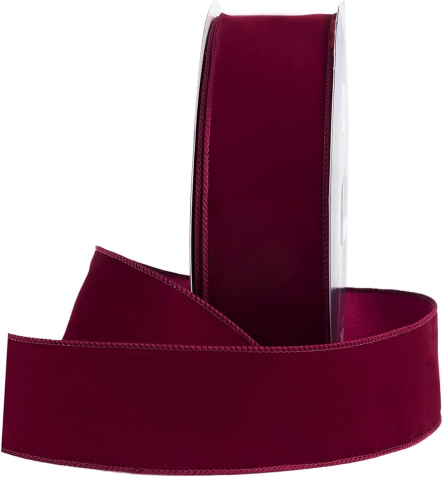 Royal Imports Wired Traditional Burgundy Christmas Waterproof Ribbon, Floral & Craft Decor - 2.5"... | Amazon (US)