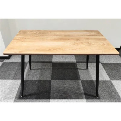 Wooden Dining Table With Black Metal Legs, Suitable For Kitchen, Living Room, Office, Seats 4, Slip Modern Wood Office Desk, , Scratch | Wayfair North America