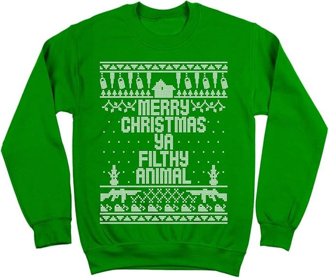 Home Merry Christmas Ya Filthy Animal Ugly Christmas Sweater Contest Party Xmas Mens Sweatshirt | Amazon (US)