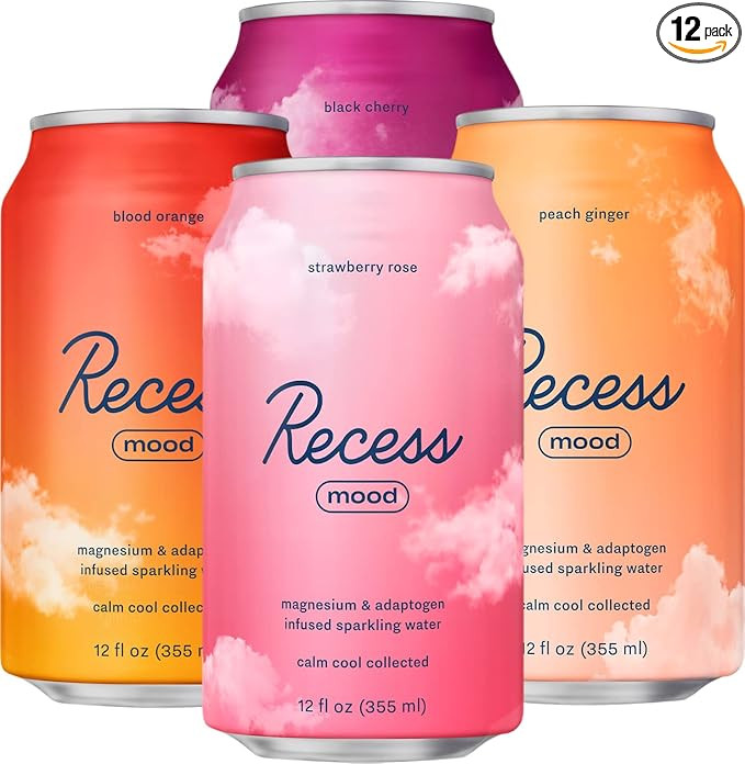 Recess Mood Magnesium Supplement Drink Calming Beverage, 12 Ounce (Variety Pack, 12 Pack) *Origin... | Amazon (US)