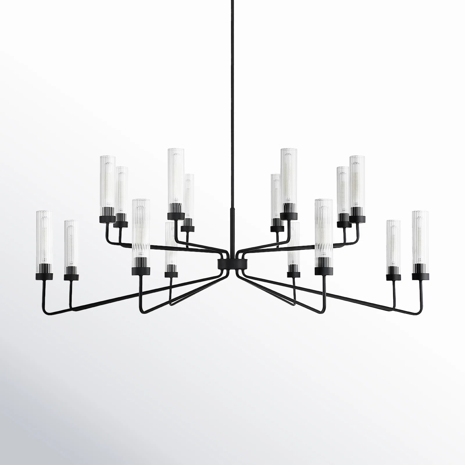 Joss & Main Jonze 16-Light Steel Tiered Chandelier with Ribbed Glass Shades | Joss & Main | Joss & Main