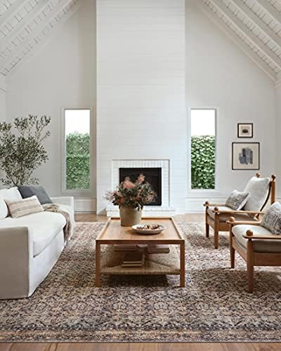 Amber Lewis x Loloi Billie Collection BIL-01 Ink / Salmon 7'6" x 9'6" Area Rug | Amazon (US)