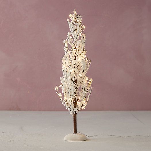 Miniature Faux Pre-Lit Snowy Tree | Terrain