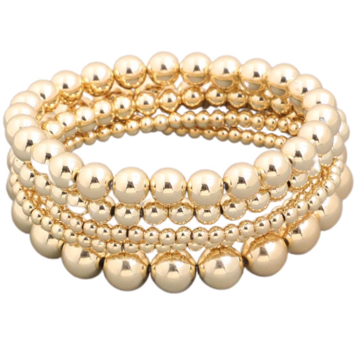 Holly Chic LA Gold Ball Bracelet for Women, Gold Bead Ball Bracelet Stretchable Elastic, Gold Ton... | Walmart (US)